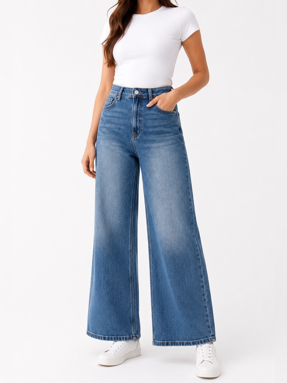 Blue Moment Wide Leg High Rise Jeans Size 32 Medium Wash